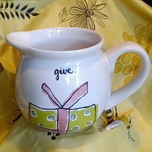 Like New Rae Dunn “Give” Present Ceramic pitcher